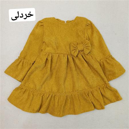 پیراهن مخمل کبریتی جلو پاپیون