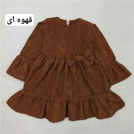 پیراهن مخمل کبریتی جلو پاپیون