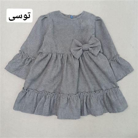 پیراهن مخمل کبریتی جلو پاپیون