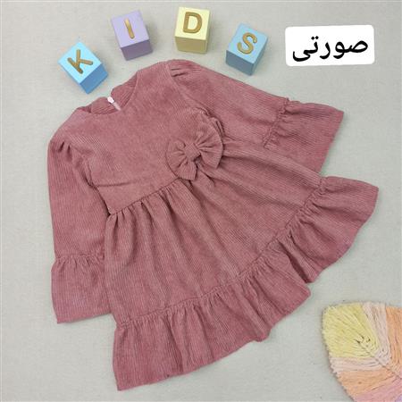پیراهن مخمل کبریتی جلو پاپیون