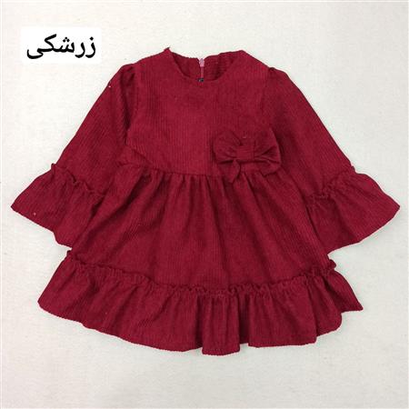 پیراهن مخمل کبریتی جلو پاپیون