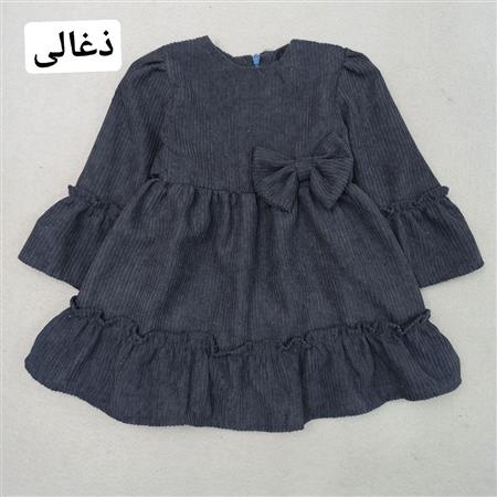 پیراهن مخمل کبریتی جلو پاپیون