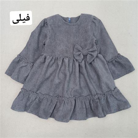 پیراهن مخمل کبریتی جلو پاپیون