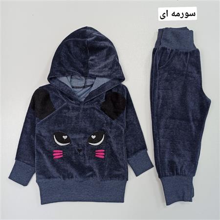 هودی شلوار گربه گوش مخملی