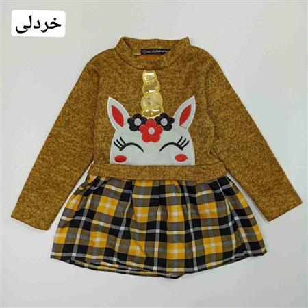 پیراهن آنغوره دامن چهارخونه تکشاخ