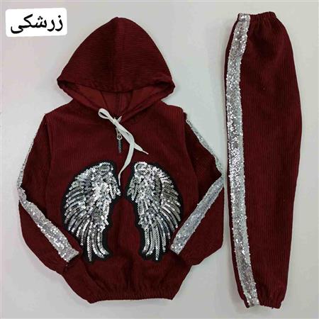 هودی شلوار مخمل کبریتی بال فرشته پولکی
