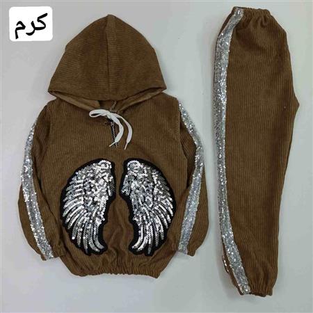 هودی شلوار مخمل کبریتی بال فرشته پولکی