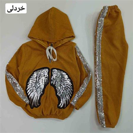 هودی شلوار مخمل کبریتی بال فرشته پولکی