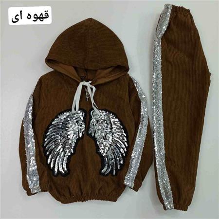هودی شلوار مخمل کبریتی بال فرشته پولکی
