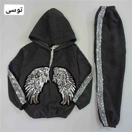 هودی شلوار مخمل کبریتی بال فرشته پولکی