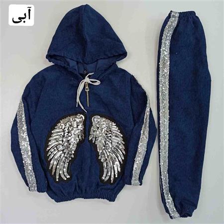 هودی شلوار مخمل کبریتی بال فرشته پولکی