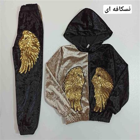 هودی شلوار دو رنگ بال پولکی
