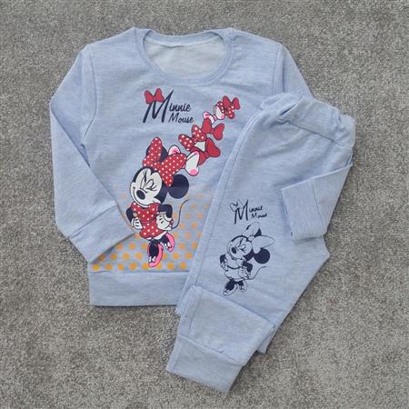 بلوز شلوار آبی Minnie پاپیونی تکسایز
