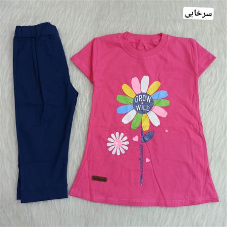 تیشرت شلوارک گل رنگی