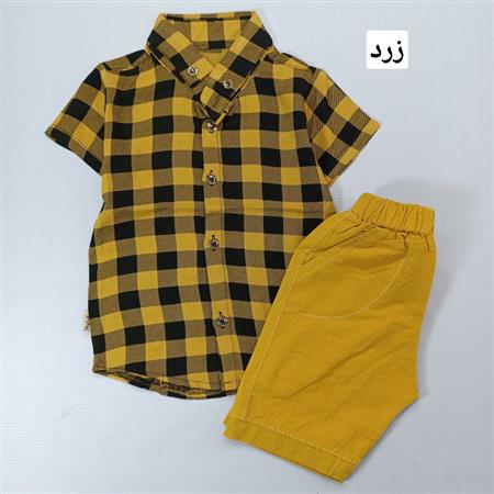 ست پیراهن شلوارک چهارخونه آریا