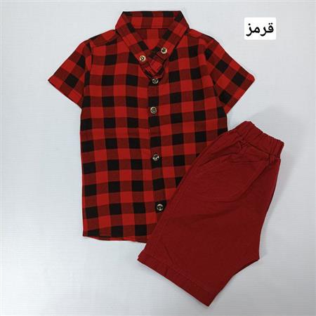 ست پیراهن شلوارک چهارخونه آریا