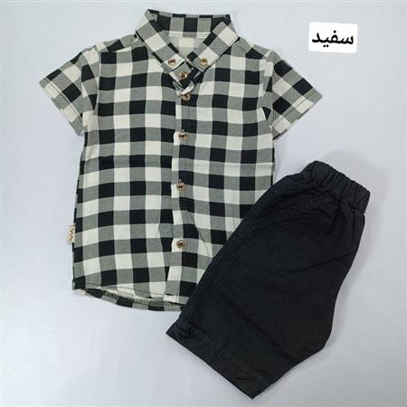 ست پیراهن شلوارک چهارخونه آریا