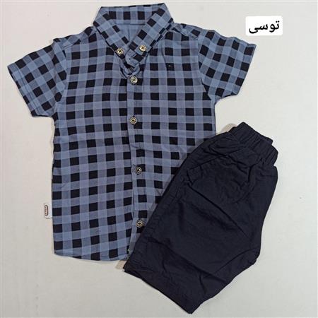 ست پیراهن شلوارک چهارخونه آریا
