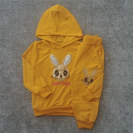 هودی و شلوار زرد Rabbit happy تکسایز