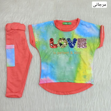 بلوز شلوارک طرح Love و Dance