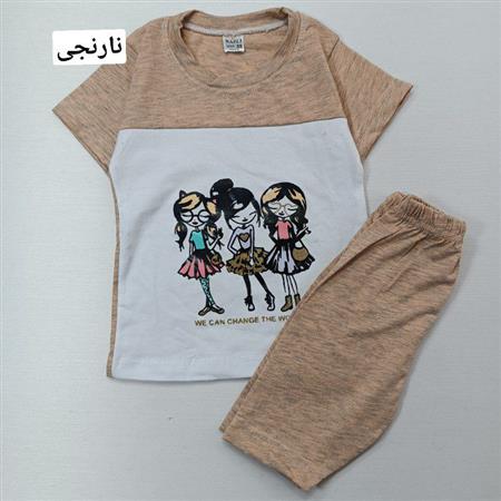 تیشرت شلوارک دو رنگ سه دختر