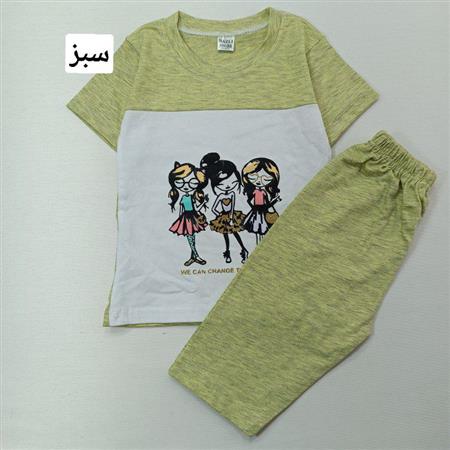تیشرت شلوارک دو رنگ سه دختر