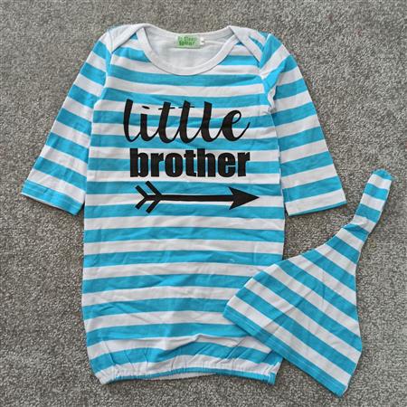 بلوز راه راه سفید آبی brother با کلاه تکسایز