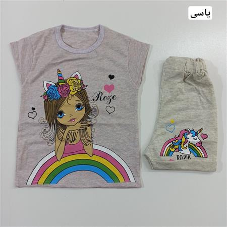 تیشرت شلوارک دخترک و رنگین کمان