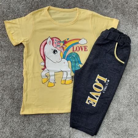 تیشرت شلوارک تکشاخ love تکسایز