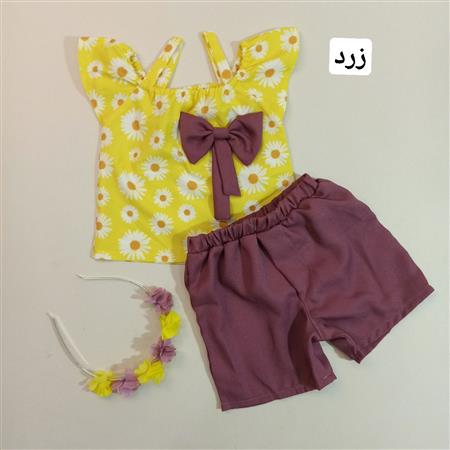 شومیز شلوارک بابونه همراه با تل