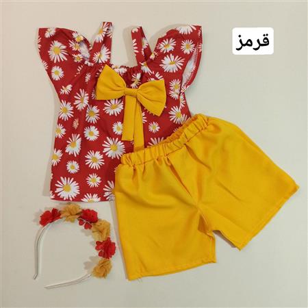شومیز شلوارک بابونه همراه با تل