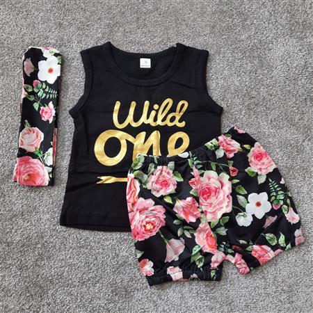 تیشرت شلوارک Wild one همراه با هد تکسایز