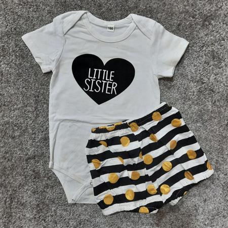 بادی و شورت سفید Little sister تکسایز