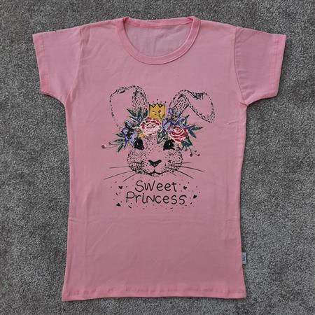تیشرت صورتی sweet princess تکسایز