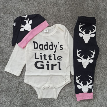 سه تیکه daddy's little girl طرح گوزن تکسایز