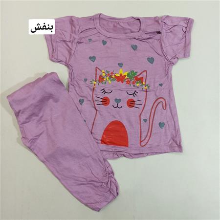 تیشرت شلوارک گربه تاج گل