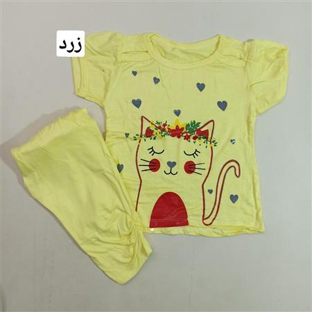 تیشرت شلوارک گربه تاج گل