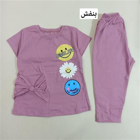 تیشرت شلوارک استیکر و گل
