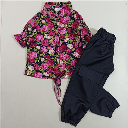 پیراهن شلوار گل رز گره ای