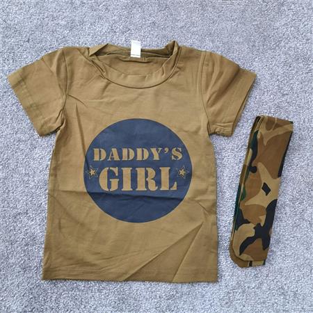 تیشرت سبز Daddy's  Girl همراه با هد تکسایز