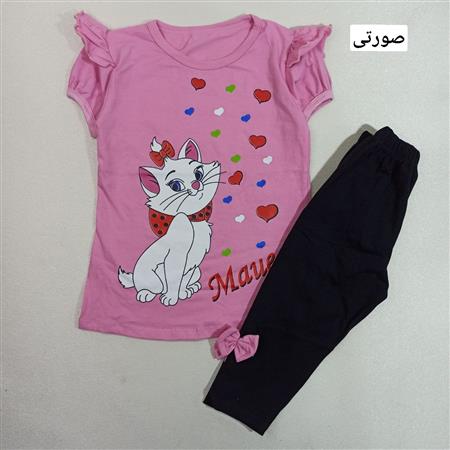 تیشرت شلوارک گربه اشرافی قلبی