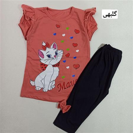 تیشرت شلوارک گربه اشرافی قلبی