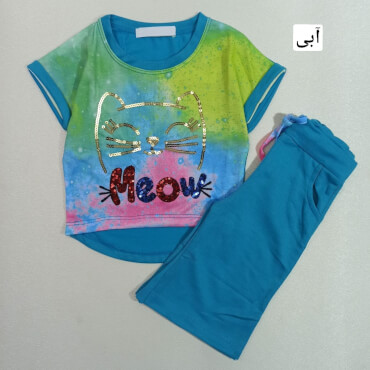 تیشرت شلوارک گربه پولکی Meow