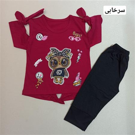 تیشرت شلوارک جغد سرشانه پاپیونی