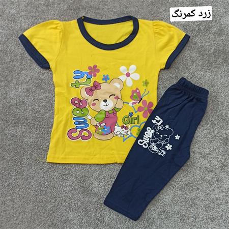 تیشرت شلوارک خرسی و گلها تکسایز