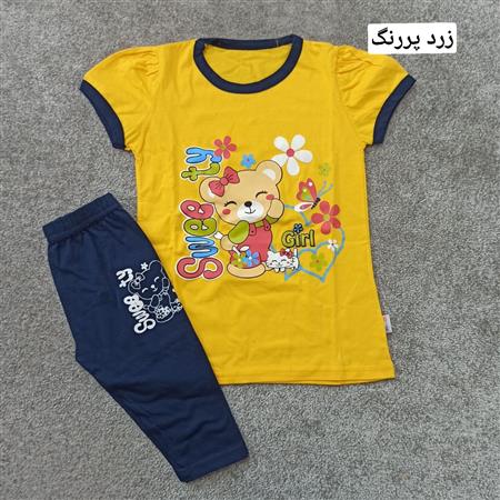 تیشرت شلوارک خرسی و گلها تکسایز