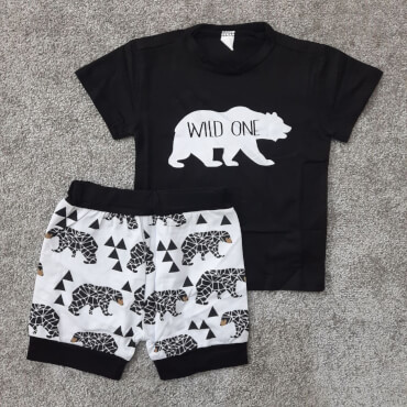 تیشرت شلوارک خرس Wild one تکسایز