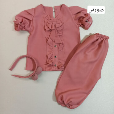 شومیز شلوارک چین دار همراه با تل