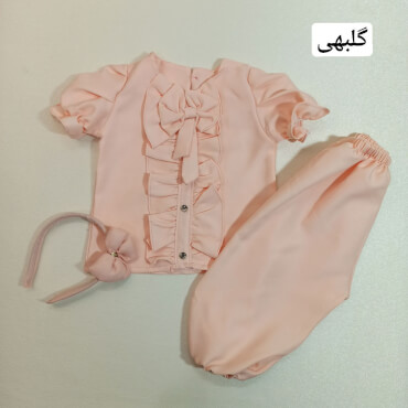 شومیز شلوارک چین دار همراه با تل