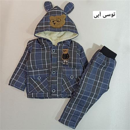 کاپشن شلوار چهارخونه خرس تدی
